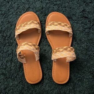 Tan target sandals